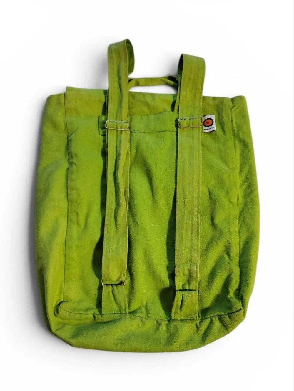 Rare Big Bud Cotton Lime Green Monsters University Backpack, Made In LA EUC